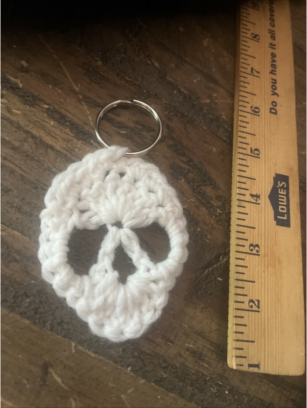 Handmade Crochet Skull Keychain Spooky Bag Charm Halloween Pet Collar Flare